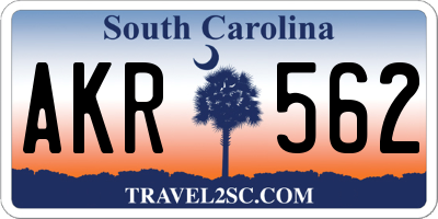 SC license plate AKR562