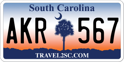 SC license plate AKR567