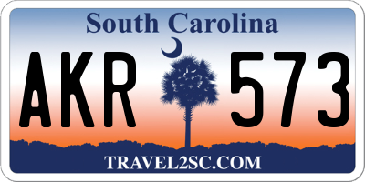 SC license plate AKR573