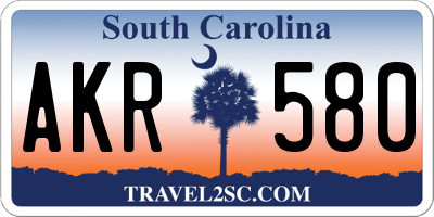 SC license plate AKR580