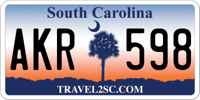 SC license plate AKR598