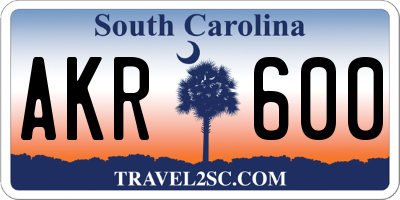 SC license plate AKR600