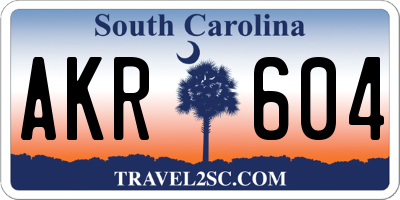 SC license plate AKR604