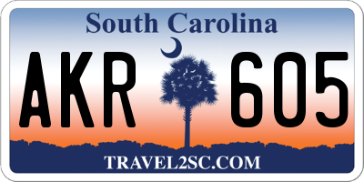 SC license plate AKR605