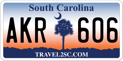 SC license plate AKR606