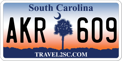 SC license plate AKR609
