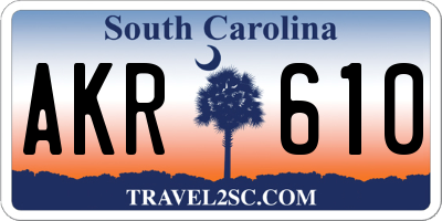 SC license plate AKR610