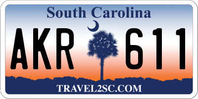SC license plate AKR611
