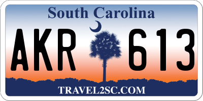 SC license plate AKR613