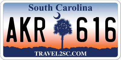 SC license plate AKR616