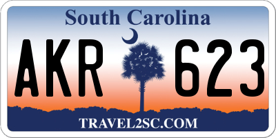 SC license plate AKR623