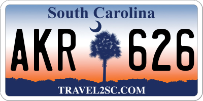 SC license plate AKR626