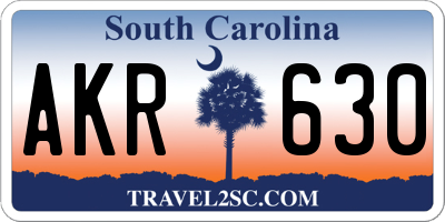 SC license plate AKR630