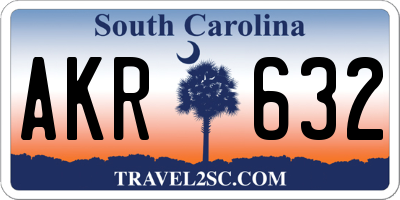 SC license plate AKR632