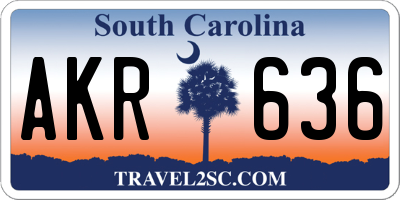SC license plate AKR636