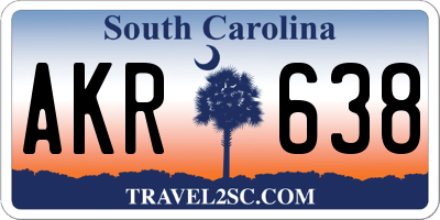 SC license plate AKR638