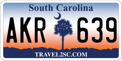 SC license plate AKR639