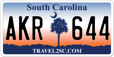 SC license plate AKR644