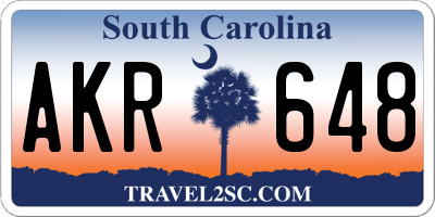 SC license plate AKR648