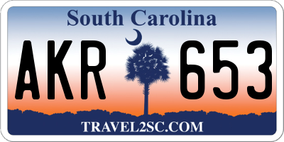 SC license plate AKR653