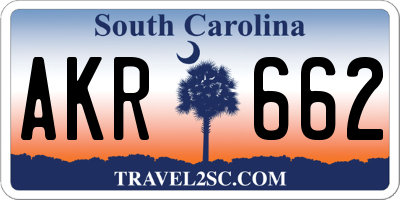 SC license plate AKR662