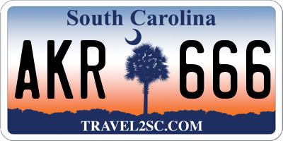SC license plate AKR666