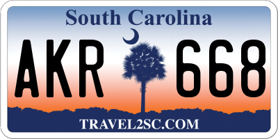 SC license plate AKR668