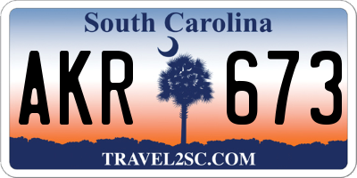 SC license plate AKR673