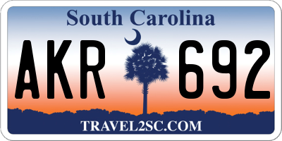 SC license plate AKR692