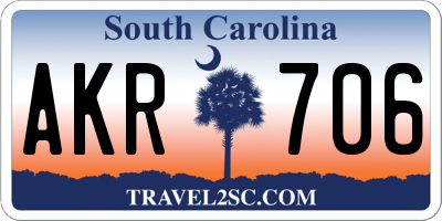 SC license plate AKR706