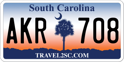 SC license plate AKR708