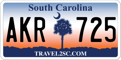 SC license plate AKR725
