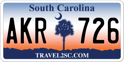 SC license plate AKR726