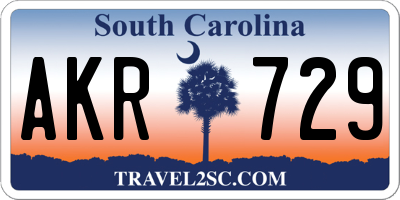 SC license plate AKR729