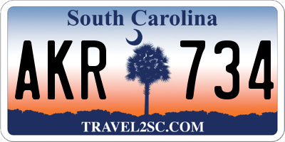 SC license plate AKR734