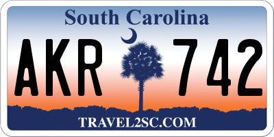 SC license plate AKR742