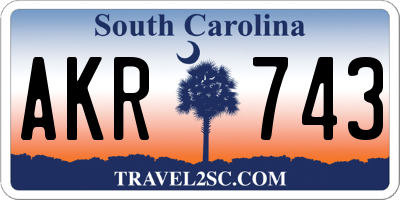 SC license plate AKR743