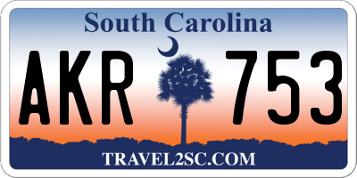 SC license plate AKR753