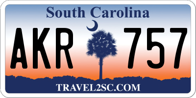 SC license plate AKR757