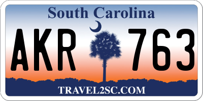 SC license plate AKR763