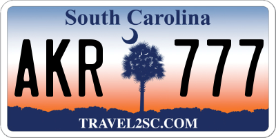 SC license plate AKR777