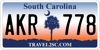 SC license plate AKR778
