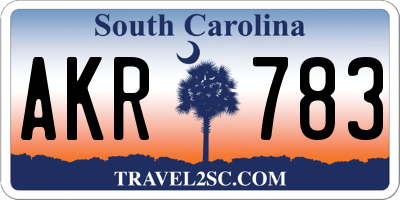 SC license plate AKR783