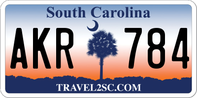 SC license plate AKR784
