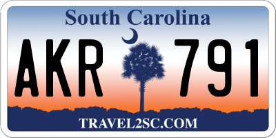 SC license plate AKR791