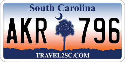 SC license plate AKR796