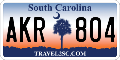 SC license plate AKR804
