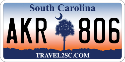 SC license plate AKR806