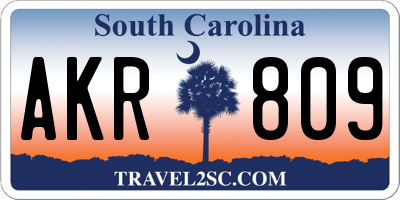 SC license plate AKR809