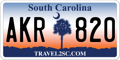 SC license plate AKR820